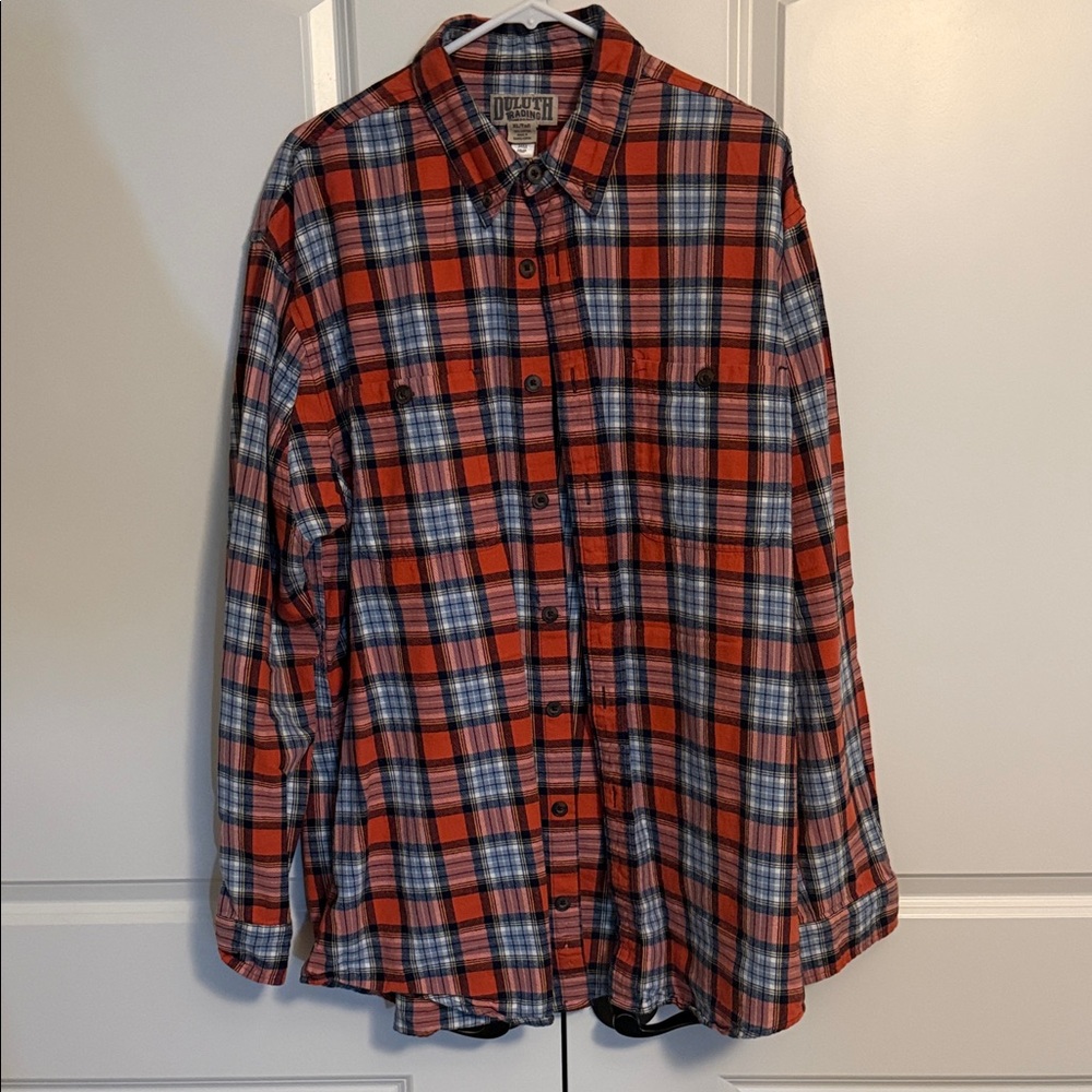 Duluth Trading Co Red and Blue Checkered Shirt
